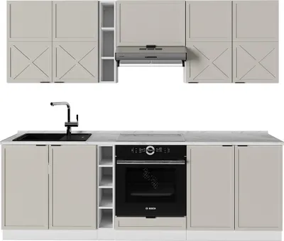 Image de Cuisine Vicco Fame-Line GrisBeige/Blanc 235cm , PT Marbre, Model 50566