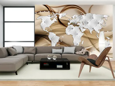 Produktbild von Vlies Fototapete Weltkarte Abstrakt Diamant 350x256 cm – Moderne Vliestapete, Tapete für Wohnzimmer, Wanddeko, Flur, Büro k-A-0031-a-b