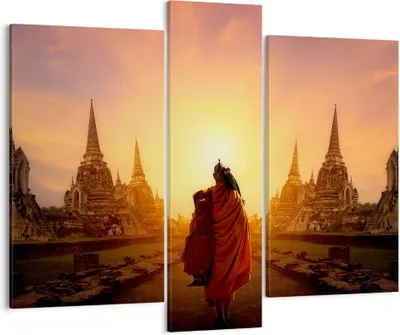 Produktbild von Bild auf Leinwand - Leinwandbild - Tempel Mönch - 95x80cm - Wand Bild - Wanddeko - Wandbilder - Leinwanddruck - Bilder - Kunstdruck - Wanddekoration - Leinwand bilder - Wandkunst - CB95x80-3472