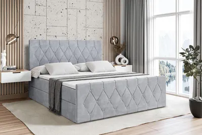 Produktbild von ALTDECOR Boxspringbett mit Matratze und Lattenrost  -  - VELANTO  - 160x200 cm  - Grau Monolith - Boxbett, Fußteil, Topper, Polsterbett mit Bettkasten, Bett mit Stauraum H3 -Matratze, Doppelbett, Springboxbett