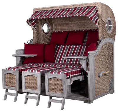 Produktbild von Strandkorb deVries PURE® Seemöwe XXL Vintage - PE white kubu - Dessin 230