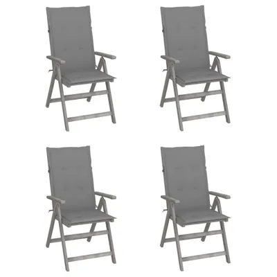 Produktbild von Verstellbare Gartenstühle 4 Stk. mit Auflagen Massivholz Akazie