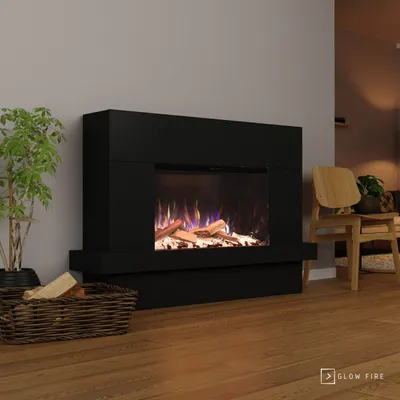 Produktbild von Glow Fire Elektrokamin 'PR9' in Schwarz | LED Standkamin in weiß mit Heizung (1500 W) | HxBxT: 150x100x37cm