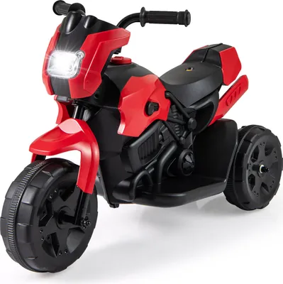 Produktbild von COSTWAY Elektro Motorrad Kinder, 6V Kindermotorrad elektrisch mit LED-Scheinwerfer & Fußpedal, 2-3 km/h, Dreirad Elektromotorrad für Kinder 3+Rot