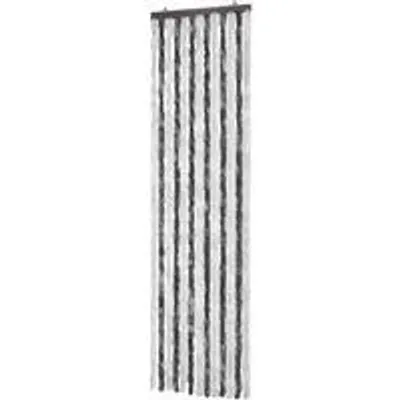 Zdjęcie produktu dla Zasłona na drzwi zewnętrzne – chroni przed owadami – z tkaniny szenilowej – 56 x 185 cm – szaro-biała