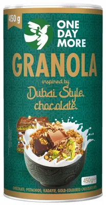 Image de OneDayMore | Granola façon Dubaï aux pistaches et au chocolat | croustillant au matcha, kadayif et crème de pistache 450 g