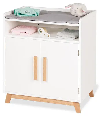 Produktbild von Pinolino Puppenwickeltisch 'Marit', 2-tlg. Lackiert: MDF und Buche, weiß und klar lackiert