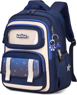 Image de Sac à dos scolaire ergonomique, 22 litres, bleu marine, réfléchissant, pour les élèves du primaire