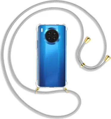 Produktbild von Handykette Backcover-Schutzhülle mit Band (Metall goldfarben) für Huawei nova 8i / Honor 50 Lite - silbergrau