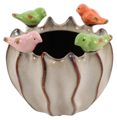 Immagine prodotto di Countryfield Vaso da fiori Uccelli marrone 11x11x10,5 cm