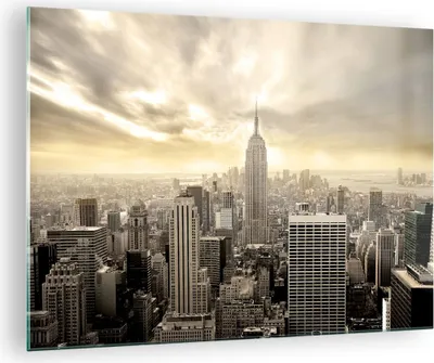 Produktbild von Bilder auf glas - Stadt Wolkenkratzer Manhattan New York - 70x50cm - Glasbilder - Wandbilder - Kunstdruck - Wanddekoration aus Glas - Glas Bilder - Wandbild auf Glas - GAA70x50-2630