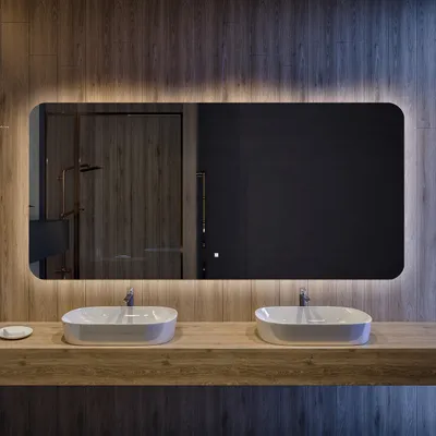 Produktbild von Badspiegel 200x60 cm - Horizontal mit LED Beleuchtung - LED Farbe Kaltweiß 7000K - TZA105 - Touch Schalter - Individuell Nach Maß - Beleuchtet Wandspiegel Lichtspiegel Badezimmerspiegel
