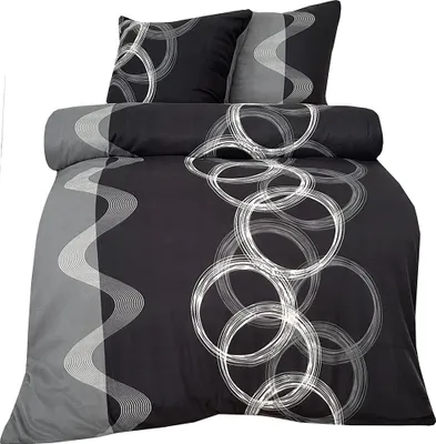 Produktbild von Winter Bettwäsche 200x220 cm Kreise grau anthrazit modern Flausch Thermofleece