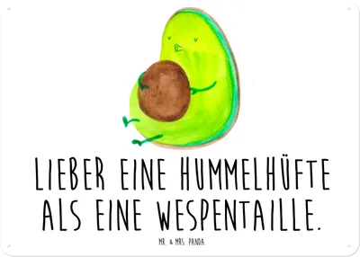 Produktbild von Mr. & Mrs. Panda Blechschild Avocado Pfeifen DIN A5 - Weiß - Geschenk, Schild, Türschild, tafel, Wandbild, Schwanger, wandtafel, Abnehmen, Ernährung