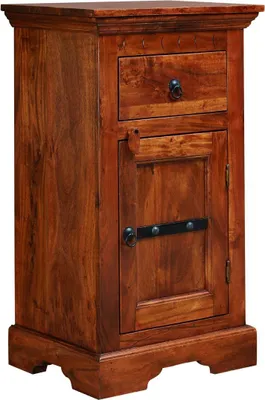Image de MASSIVMOEBEL24 | Petite commode 48x36 Acacia laqué Nougat OXFORD #1001