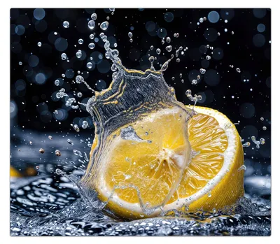 Produktbild von Spritzschutz Herdabdeckplatte Schneidebrett aus Glas Zitronenspritzer 1-Teilig (60x52cm)