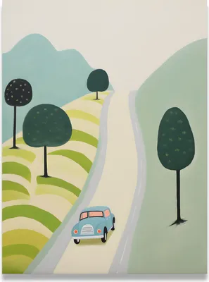 Produktbild von Bild auf Leinwand für das Kinderzimmer FAHRT DURCH DIE LANDSCHAFT - 75x100 cm