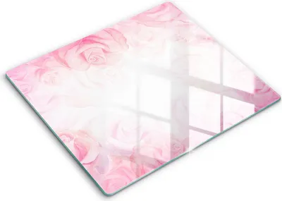 Zdjęcie produktu dla Deska kuchenna – 60 cm x 52 cm - Szklana deska do krojenia - Szkło hartowane – Antypoślizgowa - Tło Delikatne Róże