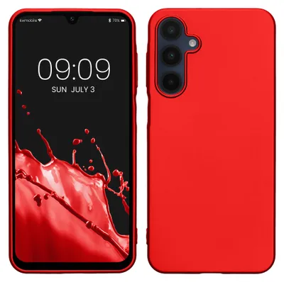 Produktbild von kwmobile Handyhülle für Samsung Galaxy A16 5G Hülle - Silikon Case metallisch schimmernd - Schutzhülle Cover - Metallic Dunkelrot