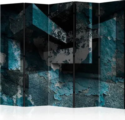 Produktbild von Akusticher Raumteiler Betonoptik Foto Paravent 225x172 cm beidseitig auf Vlies-Leinwand bedruckt Akustikschaum Trennwand Spanische Wand Sichtschutz Home Office Beton Steinoptik 3D a-A-0277-z-c