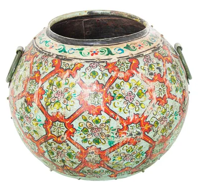 Runde Metallvase, mehrfarbig, 40 x 40 x 35 cm