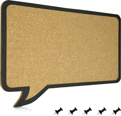 Produktbild von Navaris Kork Pinwand Memoboard Tafel - 44 x 29 cm Pin Board Korkwand - Pinnwand im Sprechblase Design - Korktafel Memo Wand inkl. 5 Pins - Korkpinwand
