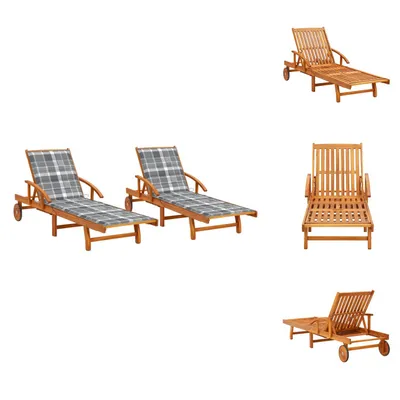 Produktbild von vidaXL Sonnenliegen 2 Stk. mit Auflagen Massivholz Akazie - Sonnenliegen