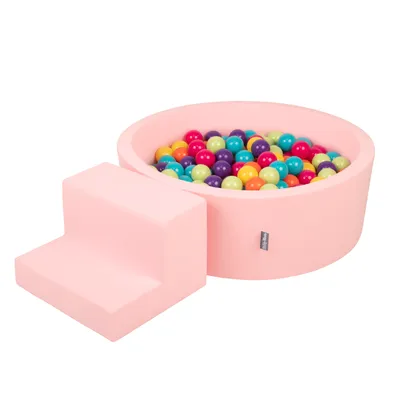Immagine prodotto di Parco giochi in gommapiuma KiddyMoon con piscina di palline rotonde (200 palline) pozzi di palline per il gioco del bambino percorsi ad ostacoli in piscina,  eu, rosa: verde chiaro/giallo/turchese/arancio/rosa scuro/viola