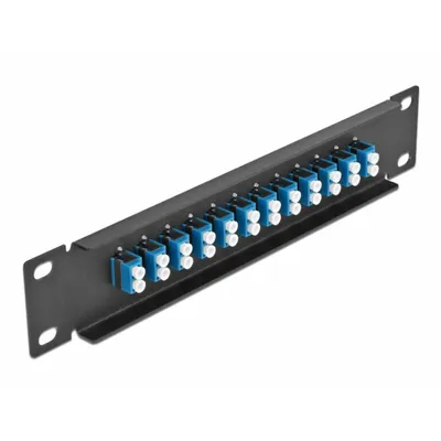 Produktbild von Delock 10" LWL Patchpanel 12 Port LC Duplex blau 1 HE schwarz