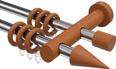 Produktbild von Interdeco Gardinenstange / Vorhangstange Chrom / Kirschbaum lackiert, Typ Talena Siveo (Kegel), 20 mm Ø 2-läufig, 100 cm