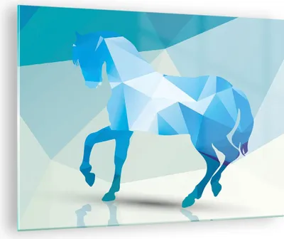 Produktbild von Bilder auf glas - Pferd Illustration modern Grafik - 70x50cm - Glasbilder - Wandbilder - Kunstdruck - zum Aufhängen bereit - Wanddekoration aus Glas - Glas Bilder - Wandbild auf Glas - GAA70x50-2814