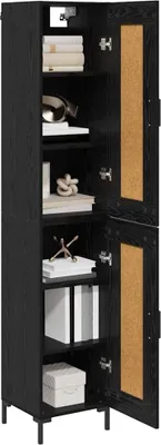 Obrázok produktu pre vidaXL Highboard čierny dubový vzhľad 34,5 x 34 x 180 cm materiál na báze dreva