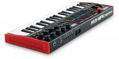Produktbild von Akai MPK Mini Plus, 37 Schlüssel, Tasten, Drehregler, Schwarz, Schwarz, USB, 451,1 mm