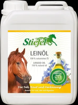 Produktbild von Leinöl Pferdefutterergänzung 5 ltr. kaltgepresst, reines Naturprodukt, reich an Omega-3 & Vitaminen