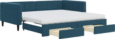 Imagen del producto de vidaXL Somier convertible diario con cajones, color azul, 100x200 cm, tapizado en terciopelo