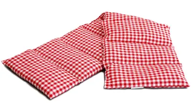 Produktbild von Traubenkernkissen 75x20cm groß 8-Kammer, rot-weiß - Wärme-Körner-Kissen für Mikrowelle oder Backofen, Traubenkerne
