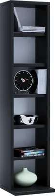 Zdjęcie produktu dla Drewniana półka stojąca | Oszczędzanie miejsca Szafka CD na 102 płyty CD lub 36 DVD | Wymiary: H. 92 x W. 21 x D. 20 cm | Elegancka półka DVD stojąca | Półka Blu-Ray | Półka CD - Elementa