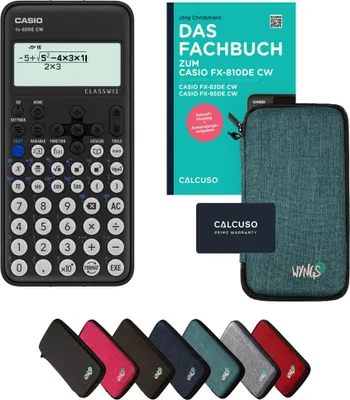 Produktbild von Casio fx-82DE CW inkl. Schutztasche Türkis & Fachbuch (96 Seiten, DIN A5) – Wissenschaftlicher Rechner – Smart Set
