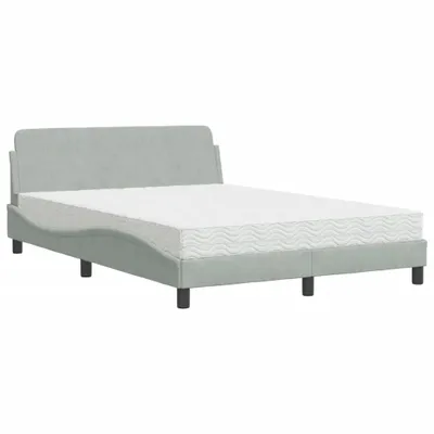 Produktbild von Bett mit Matratze "Dover" Hellgrau 120x200 cm Samt