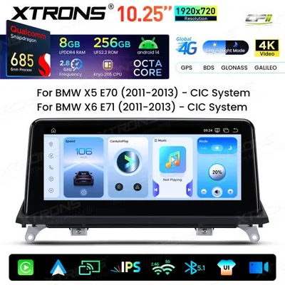 Image de Autoradio Android Xtrons QWBX14X5CI pour BMW X5 E70 et X6 E71, système CIC, 8/256 Go