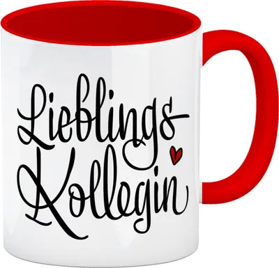 Produktbild von Lieblingskollegin Kaffeebecher Henkel und Innenseite Rot