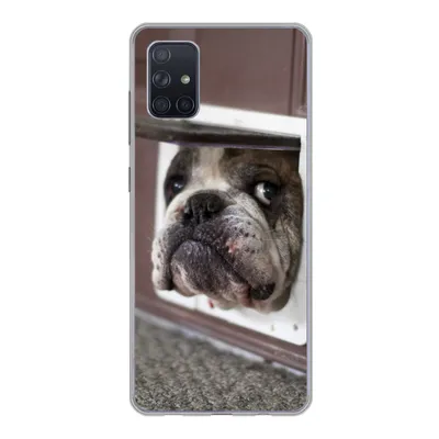 Produktbild von MuchoWow® Handyhülle Schutzhülle Hülle für Samsung Galaxy A71 Hund - Lustig - Katzenklappe - Kinder - Jungen - Mädchen - Kinder Silikon Softcase Handy Hülle - Kartenbesitzer