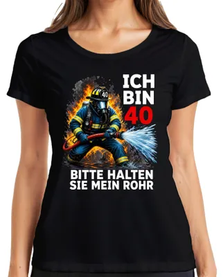 Productafbeelding van "Ik ben 40. Houd mijn pijp. Sarcastisch verjaardagsshirt voor dames. Zwart, maat S."