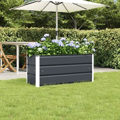 Produktbild von "Schlussverkauf" Pflanzkübel im Garten - 1 pc - Blumenbeet/Gartenbeet - Anthrazit 100x40x45 cm Stahl  C13545