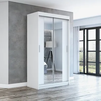 Produktbild von Schwebetürenschrank, 2-türig Schrank 120 cm mit Spiegel NEO