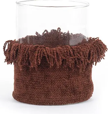 Image de Bougeoir velours bordeaux 10x10x13cm