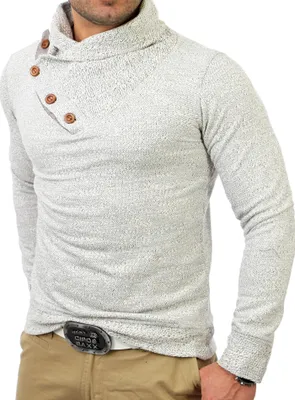 Produktbild von Reslad Herren Winter Grobstrick Pullover Strickpullover RS-3102 Weiß XL