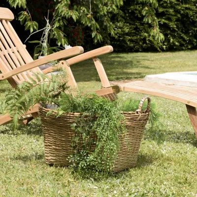 Produktbild von HECTOR – Ovale Pflanzgefäß, 60x53 cm, aus natürlichem Bambus mit Tragegriffen, Modell HECTOR