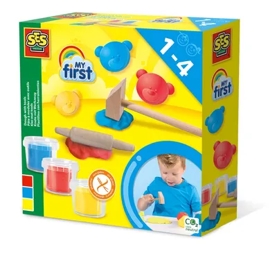 Obrázok produktu pre SES Creative My First 14432, Modelárska hlina, Modrá, Červená, Žltá, Detské, 5 kusov, Plastový kalíšok, 3 farba/farieb