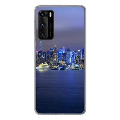 Produktbild von MuchoWow® Handyhülle Schutzhülle Hülle für Huawei P40 New York - Skyline - Nacht Silikon Softcase Handy Hülle - Handytasche